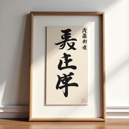 書道家による芸術的な額入り書道パネル作品