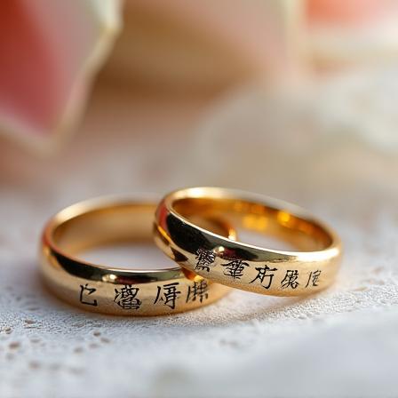 書道刻印入り結婚指輪の完成事例